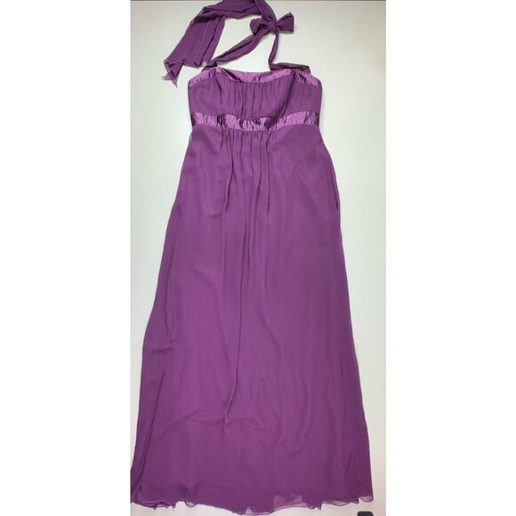 VTG Y2K Jessica McClintock Empire Dress 12 Plum Halter Chiffon Prom Bridesmaid - Picture 5 of 16